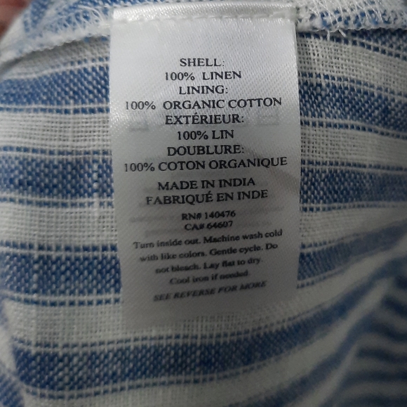 Faherty Margaux Linen Midi Dress Seaside Blue Low Tide Stripe Womens Size S New - Picture 10 of 11